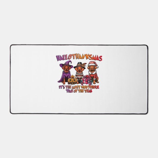 Vizsla Halloween Thanksgiving Christmas Classic T- Desk Mat (Front)