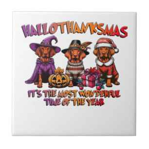 Vizsla Halloween Thanksgiving Christmas Classic T- Tile