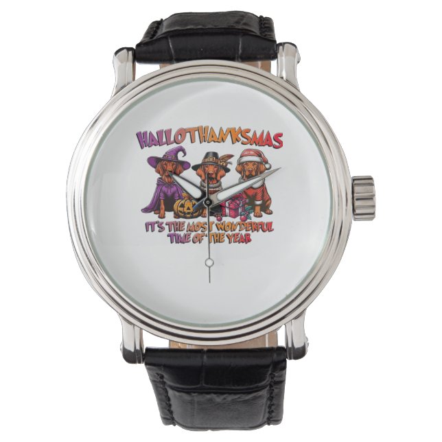 Vizsla Halloween Thanksgiving Christmas Classic T- Watch (Front)
