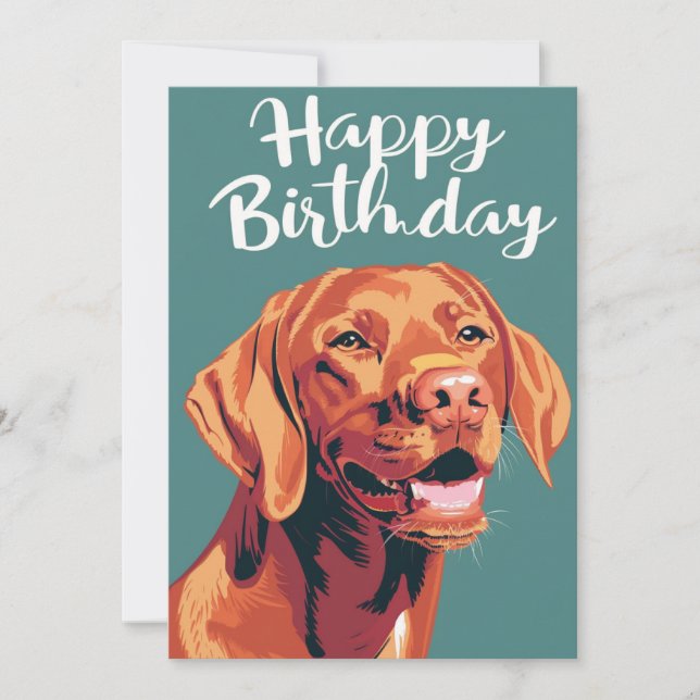 Vizsla Happy Birthday  Holiday Card (Front)