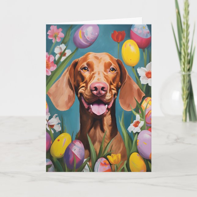 Vizsla Happy Easter Card (Front)