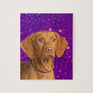 Vizsla  - Hungarian pointer puppy on purple Jigsaw Puzzle