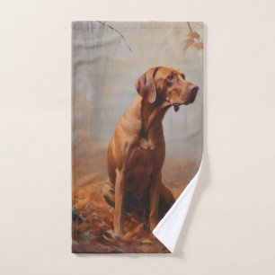 Vizsla in Autumn Leaves Fall Inspire Bath Towel Set