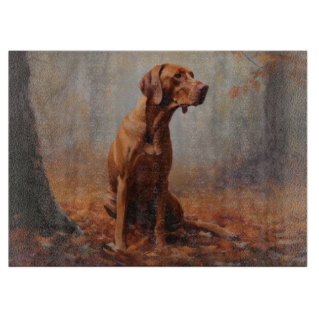 Vizsla in Autumn Leaves Fall Inspire Cutting Board (Front)
