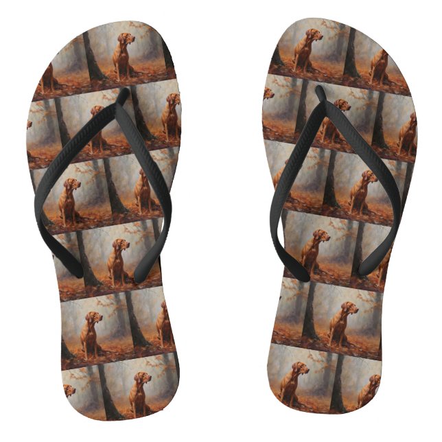 Vizsla in Autumn Leaves Fall Inspire Flip Flops (Footbed)