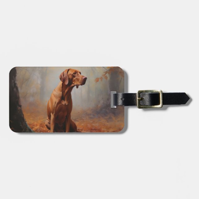 Vizsla in Autumn Leaves Fall Inspire Luggage Tag (Front Horizontal)