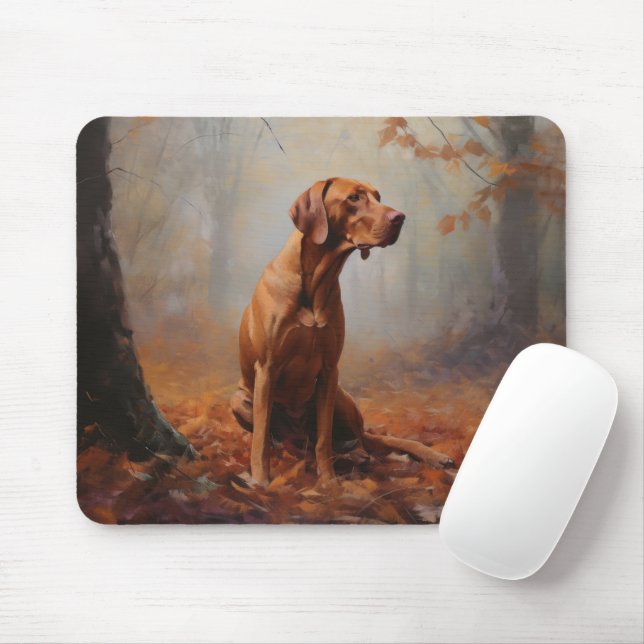 Vizsla in Autumn Leaves Fall Inspire Mouse Mat (With Mouse)