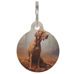 Vizsla in Autumn Leaves Fall Inspire Pet Tag