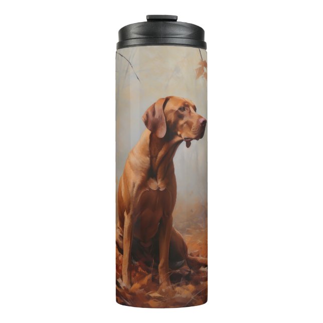 Vizsla in Autumn Leaves Fall Inspire Thermal Tumbler (Front)