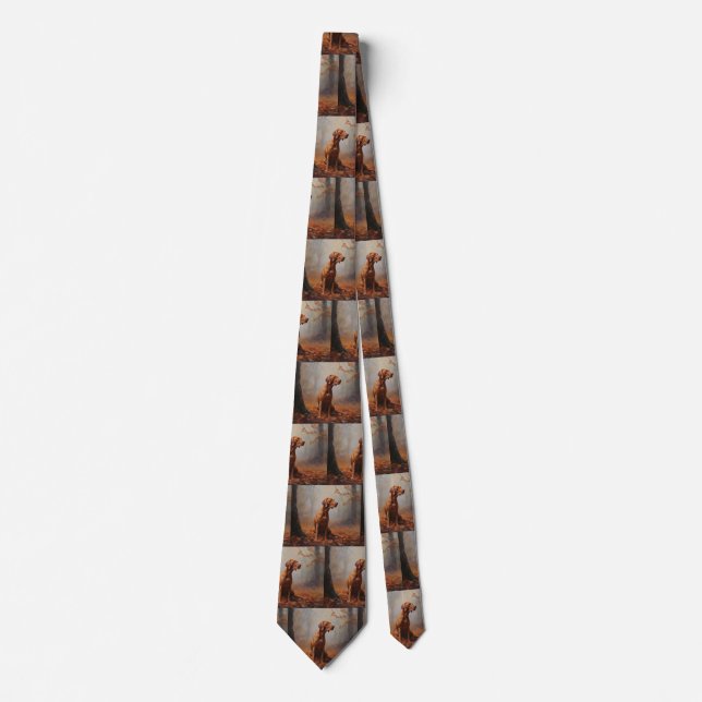 Vizsla in Autumn Leaves Fall Inspire Tie (Front)