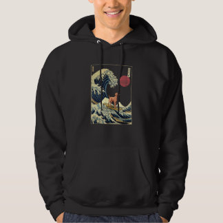 Vizsla Japanese Kanagawa Wave  Surf Dog Hoodie