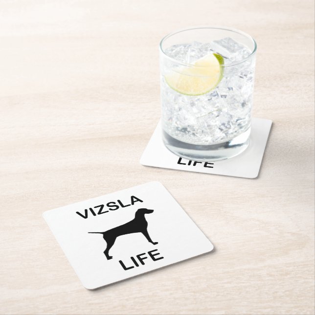 vizsla life square paper coaster (Insitu)