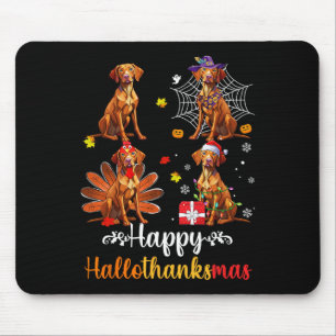 Vizsla Lover Halloween Merry Christmas Happy Hallo Mouse Mat