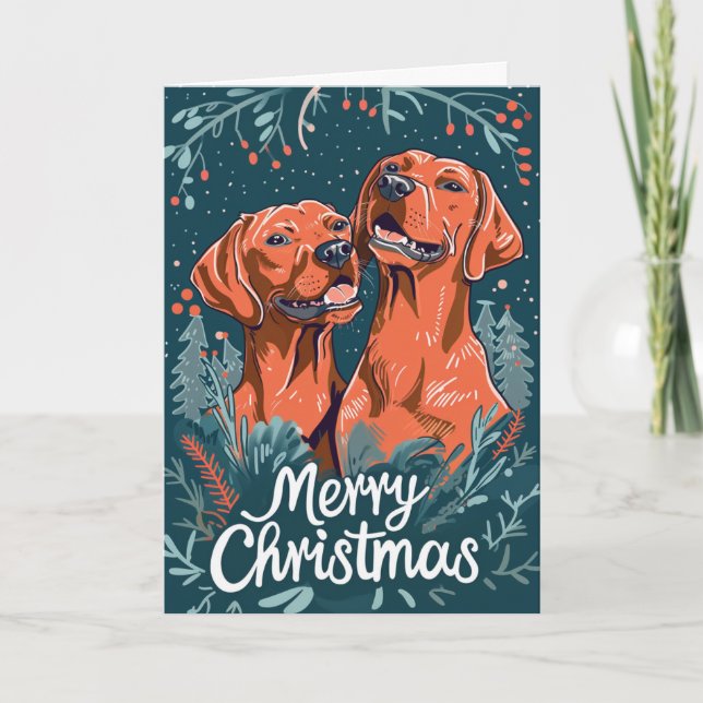 Vizsla Merry Christmas Personalised Holiday Card (Front)