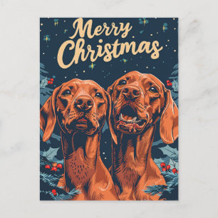 Vizsla Merry Christmas Postcard