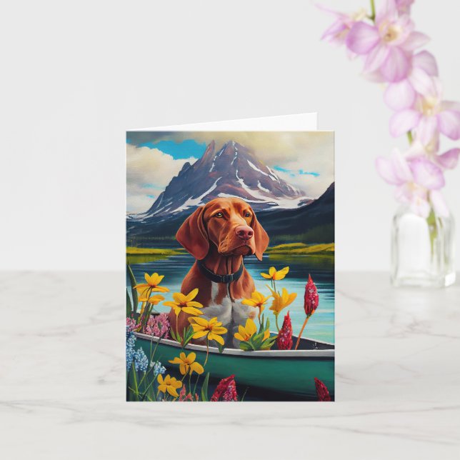 Vizsla on a Paddle: A Scenic Adventure Card (Orchid)