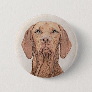 Vizsla Painting - Cute Original Dog Art 6 Cm Round Badge