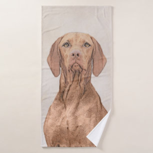 Vizsla Painting - Cute Original Dog Art Bath Towel Set