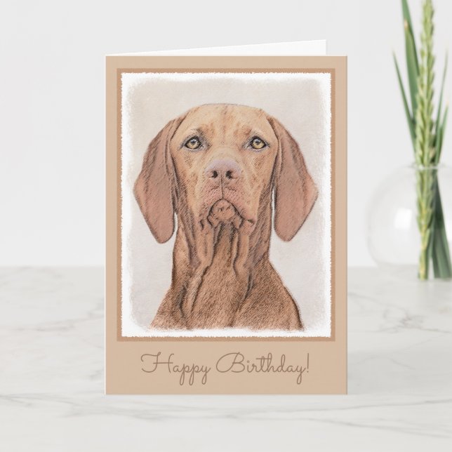 Vizsla Painting - Cute Original Dog Art Card (Front)
