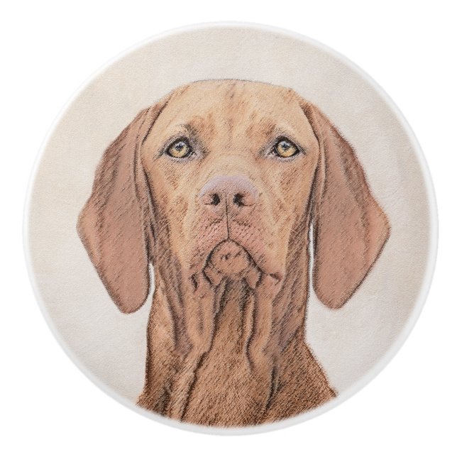 Vizsla Painting - Cute Original Dog Art Ceramic Knob (Front)