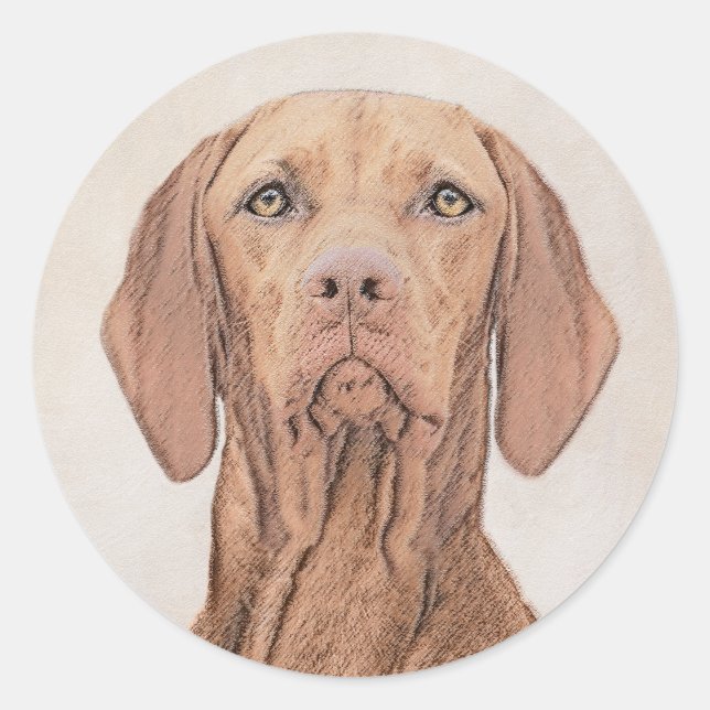 Vizsla Painting - Cute Original Dog Art Classic Round Sticker (Front)