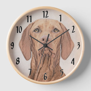 Vizsla Painting - Cute Original Dog Art Clock