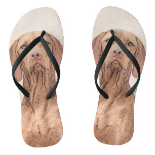 Vizsla Painting - Cute Original Dog Art Flip Flops