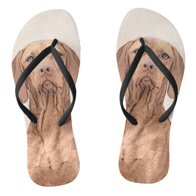 Vizsla Painting - Cute Original Dog Art Flip Flops (Footbed)