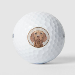 Vizsla Painting - Cute Original Dog Art Golf Balls