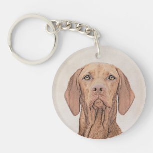 Vizsla Painting - Cute Original Dog Art Key Ring