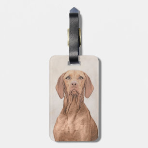 Vizsla Painting - Cute Original Dog Art Luggage Tag