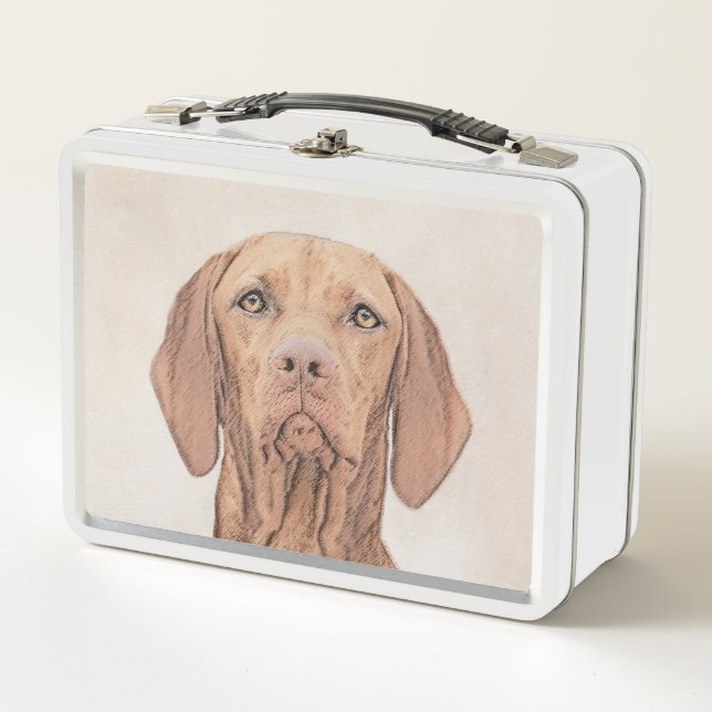 Vizsla Painting - Cute Original Dog Art Metal Lunch Box (Front)