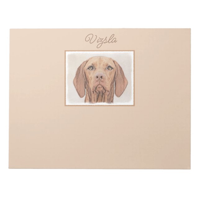 Vizsla Painting - Cute Original Dog Art Notepad (Front)