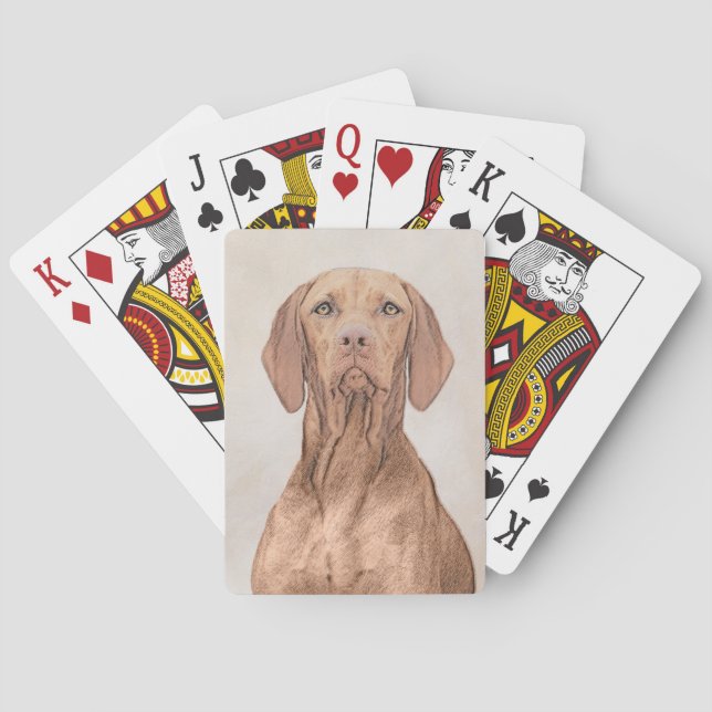 Vizsla Painting - Cute Original Dog Art Playing Cards (Back)