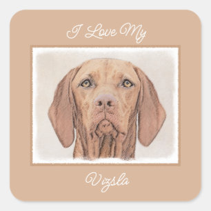 Vizsla Painting - Cute Original Dog Art Square Sti Sticker