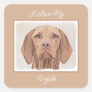 Vizsla Painting - Cute Original Dog Art Square Sti Sticker