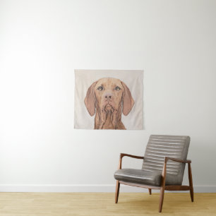 Vizsla Painting - Cute Original Dog Art Tapestry