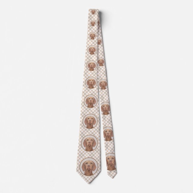 Vizsla Painting - Cute Original Dog Art Tie (Front)