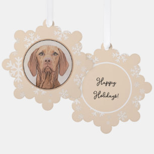 Vizsla Painting - Cute Original Dog Art Tree Decoration Card