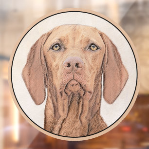 Vizsla Painting - Cute Original Dog Art Window Cling