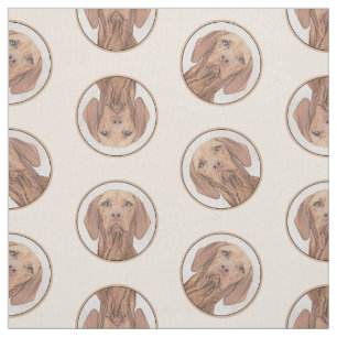 Vizsla Painting Golden Rust Cute Original Dog Art Fabric