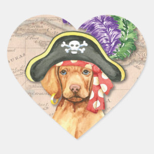Vizsla Pirate Heart Sticker