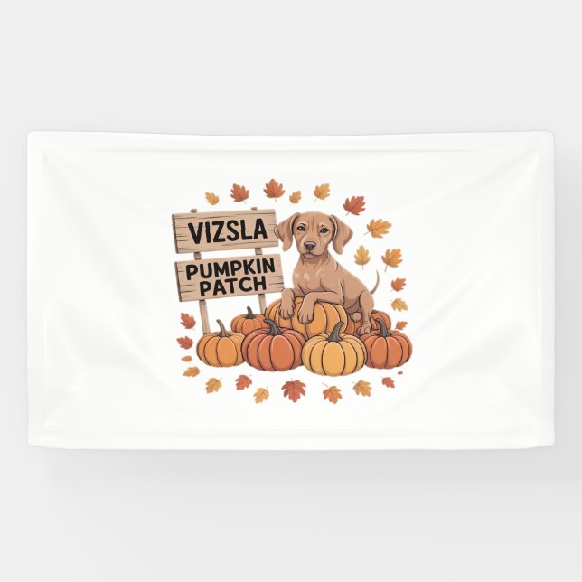 Vizsla Pumpkin Patch Dog Lovers Thanksgiving Hallo Banner (Horizontal)