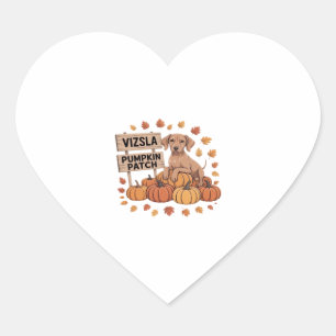 Vizsla Pumpkin Patch Dog Lovers Thanksgiving Hallo Heart Sticker