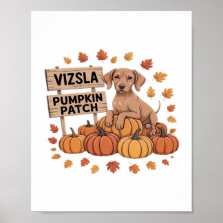 Vizsla Pumpkin Patch Dog Lovers Thanksgiving Hallo Poster