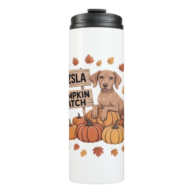 Vizsla Pumpkin Patch Dog Lovers Thanksgiving Hallo Thermal Tumbler (Front)