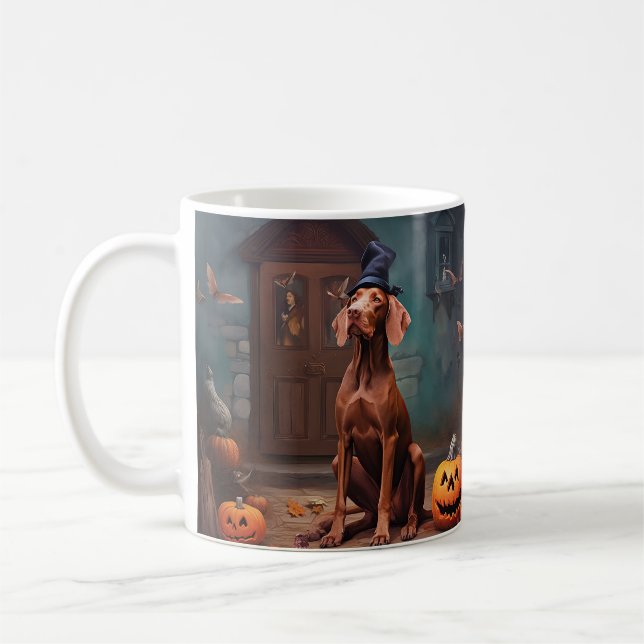 Vizsla Pumpkins Halloween Scary  Coffee Mug (Left)