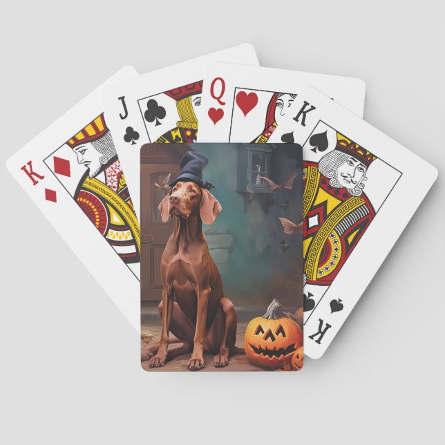 Vizsla Pumpkins Halloween Scary  Playing Cards (Back)