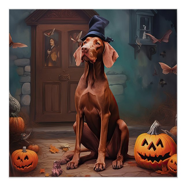 Vizsla Pumpkins Halloween Scary  Poster (Front)