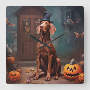 Vizsla Pumpkins Halloween Scary  Square Wall Clock